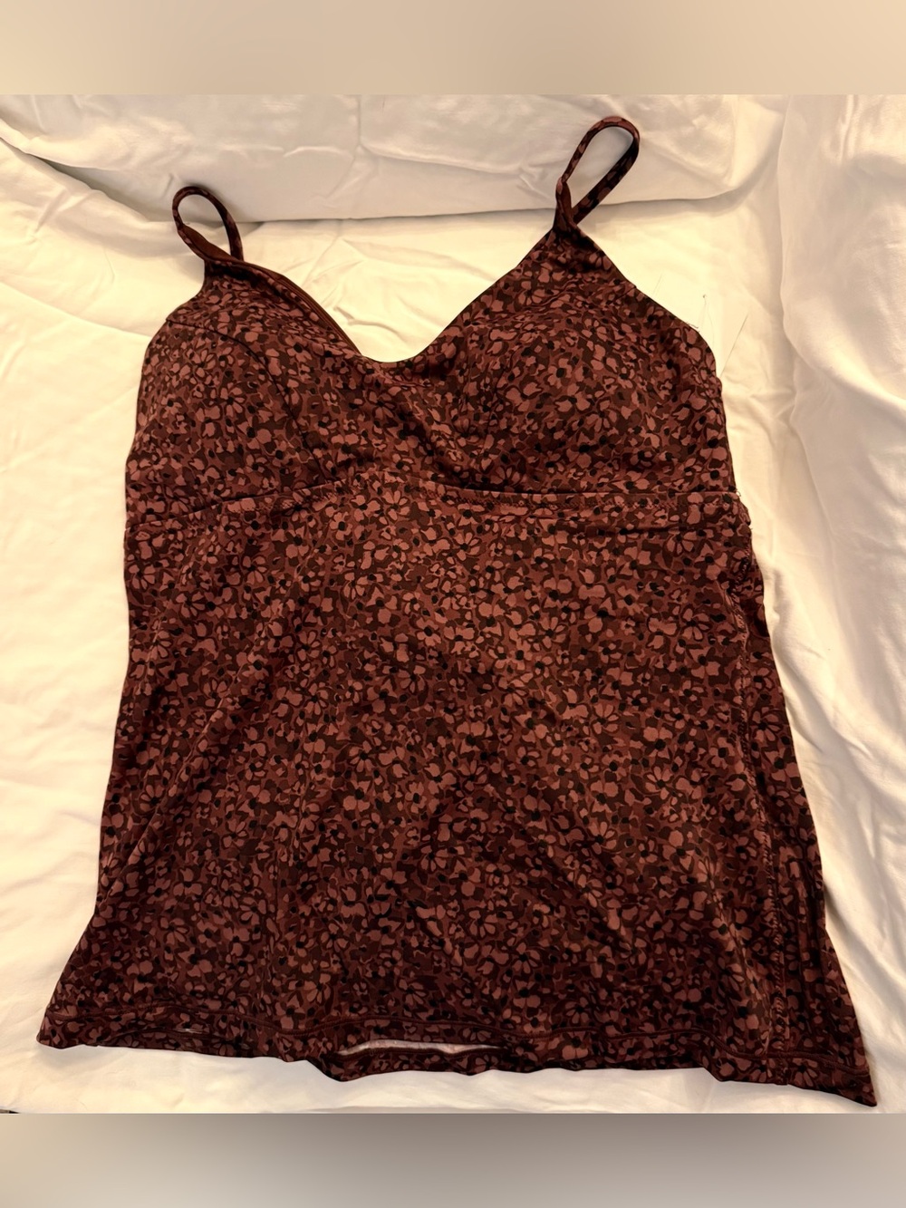 Athleta Brown Pebble Print Tankini Swim Top - XL A-C cup